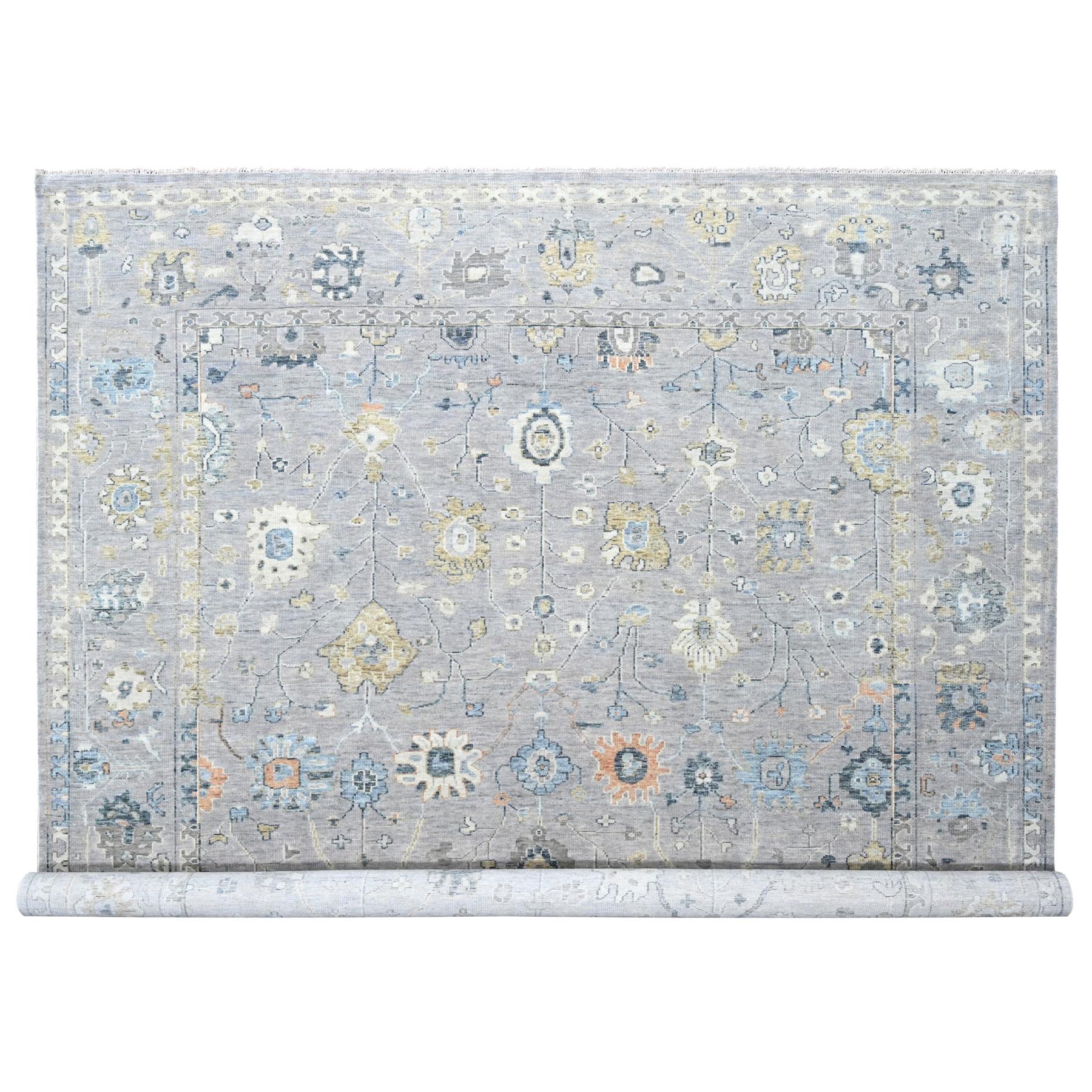 Medium Gray, Oushak Design, Supple Collection, Organic Wool, Hand Knotted, Soft and Plush Pile, Oversized, Oriental Rug